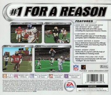 Madden NFL 2002 (US) box cover back